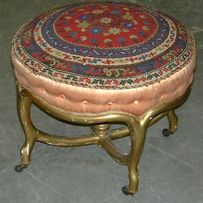 Lot 144 - Rococo Style Needlepoint Upholstered Vanity Stool
