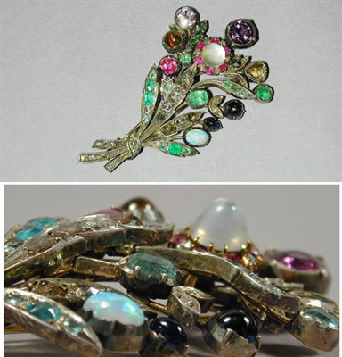 Lot 315 - Multicolored Stone Spray Brooch Yellow gold...