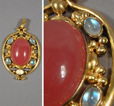 Lot 105 - Rhodocrosite and Moonstone Pendant Vermeil,...