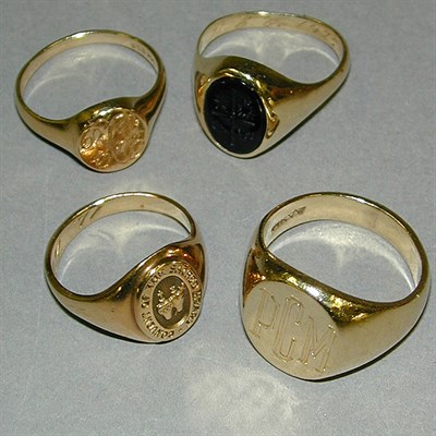 Lot 95 - Group of Four Assorted Signet Rings Comprising...