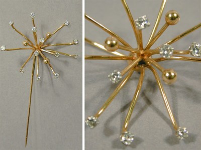 Lot 71 - Diamond Hair Pin 14 kt. yellow gold, of...