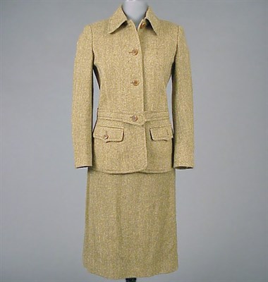 Lot 184 - Hermes Brown Herringbone Tweed Suit French,...