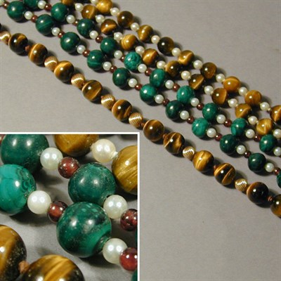 Lot 59 - Three Bead Necklaces Comprising one malachite,...