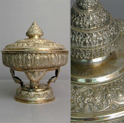 Lot 343 - Indian Silver Covered Bowl Total approximately...