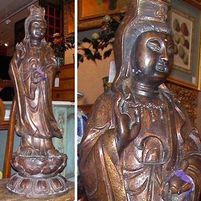 Lot 129 - Large Chinese Etched and Patinated-Bronze of...