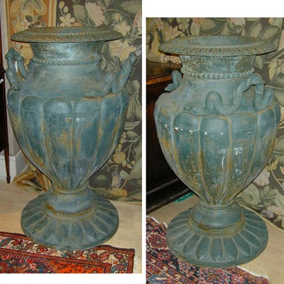 Lot 155 - Pair of Monumental Empire Style Cast Iron Urns
