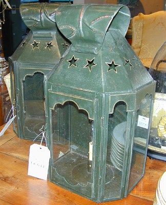 Lot 480 - Pair of Tole Painted Lanterns