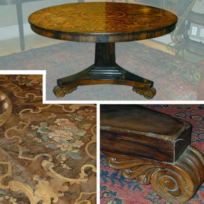 Lot 362 - William IV Marquetry Inlaid Burl-Wood Tilt-Top...