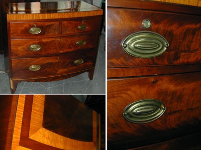 Lot 442 - George III Mahogany and Satinwood Bow-Front...