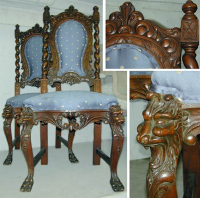 Lot 269 - Pair of Renaissance Revival Upholstered Walnut...