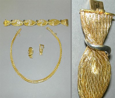 Lot 345 - Suite of Gold Jewelry 18 kt. yellow gold, of...