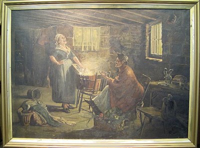 Lot 18 - Continental School 20th Century WASHING DAY...
