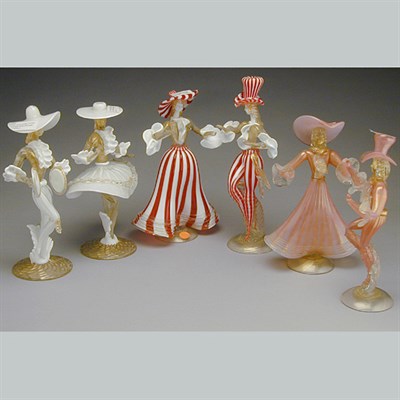 Lot 307 - Group of Six Italian Glass Figures