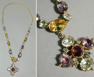 Lot 322 - Antique Multicolored Stone Necklace Yellow...