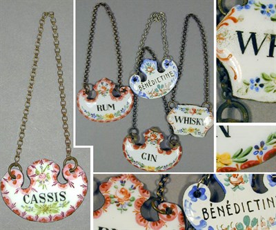 Lot 52 - Five Enamel Bottle Labels Metal, decorated...