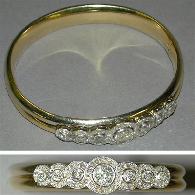 Lot 407 - Old Mine and Rose-Cut Diamond Bangle Bracelet...