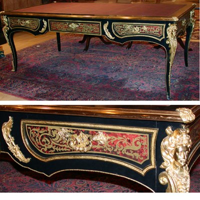 Lot 284 - Boulle Style Bronze Mounted Ebonized Bureau Plat