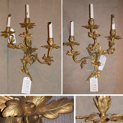 Lot 427 - Pair of Louis XV Style Gilt-Bronze Three-Light...