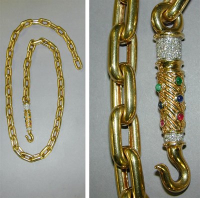Lot 412 - Gold Link Belt with Diamond Clasp 18 kt....