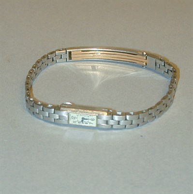 Lot 158 - Lady's Platinum Wristwatch The narrow matte...