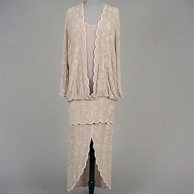 Lot 204 - Beaded Chiffon Blouson Chemise Dress American,...