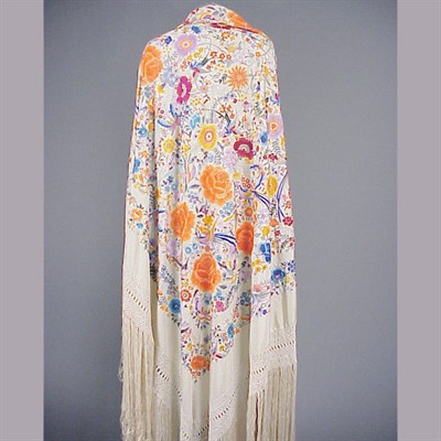 Lot 561 - Embroidered Silk Shawl Chinese, early 20th...