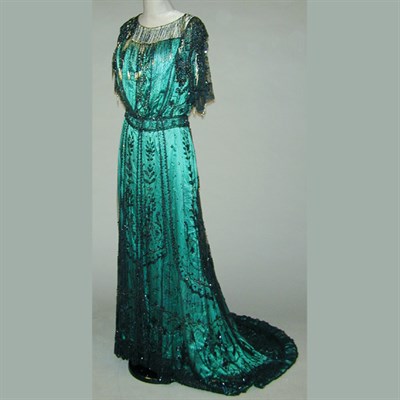Lot 81 - Green Satin and Net Evening Gown American,...