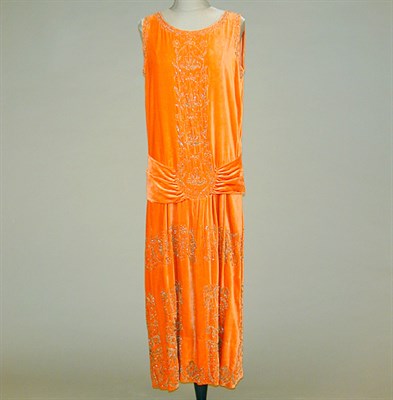 Lot 99 - Tangerine Silk Velvet Chemise Dress French,...