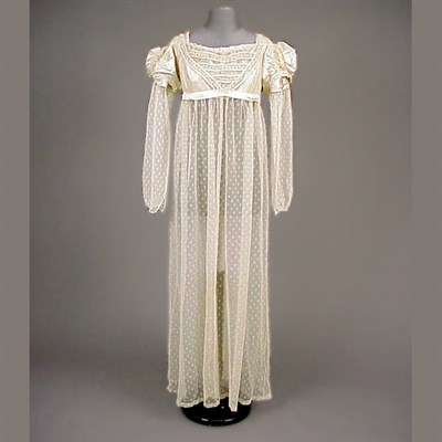 Lot 66 - Spotted Net Empire Gown American, circa 1810...