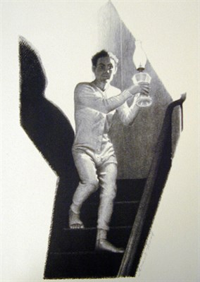 Lot 340 - Grant Wood MIDNIGHT ALARM (C. 12) Lithograph,...
