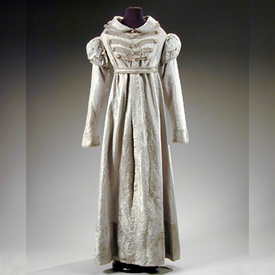 Lot 68 - Blue Figured Silk Pelisse American, circa 1810...
