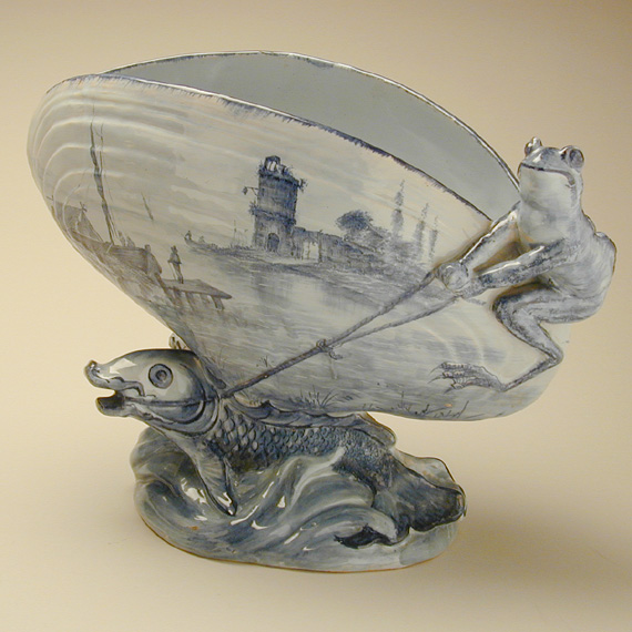 Lot 94 - Galle Pottery Vase In the form of a shell...