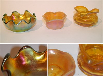 Lot 95 - Tiffany Favrile Glass Salt With an undulating...