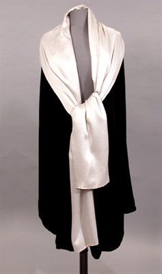 Lot 18 - Black Velvet and Satin Evening Cape 1930s Silk...