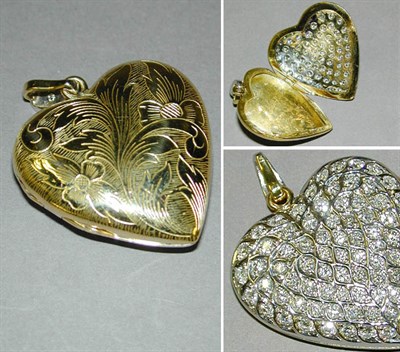 Lot 399 - Diamond Heart Locket Yellow and white gold,...