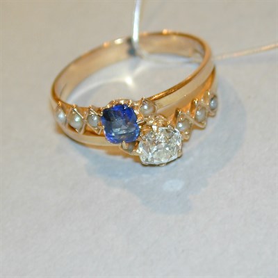Lot 180 - Diamond and Sapphire Ring Yellow gold, of...