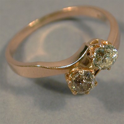 Lot 90 - Two Stone Diamond Ring Yellow gold, set with...