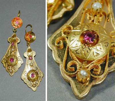Lot 57 - Pair of Antique Style Gold Pendant Earrings...