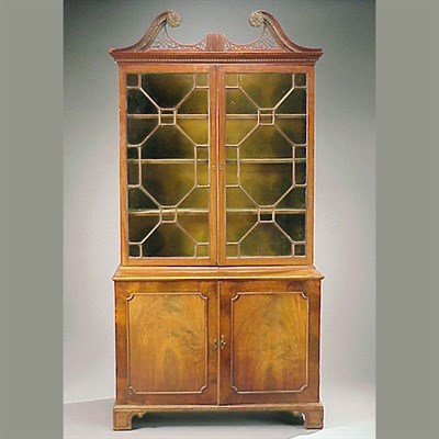 Lot 271 - George III Mahogany Bookcase Cabinet In two...