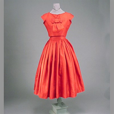 Lot 145 - Christian Dior Red Silk Cocktail Dress French,...