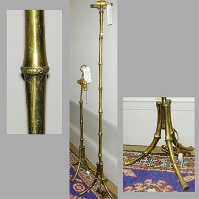 Lot 102 - Two Regency Style Faux Bamboo Brass Floor Lamps