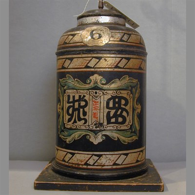 Lot 109 - Tole Painted Canister Lamp