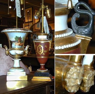 Lot 116 - Two Paris Porcelain Lamps