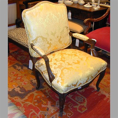 Lot 138 - Louis XV Style Upholstered Walnut Fauteuil