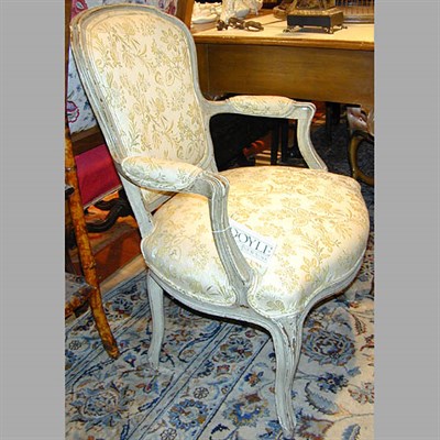 Lot 140 - Pair of Louis XV Style Painted and Upholstered...