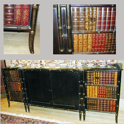 Lot 162 - Regency Style Faux Bamboo Painted Credenza