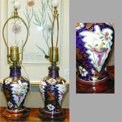 Lot 180 - Pair of Imari Style Porcelain Lamps