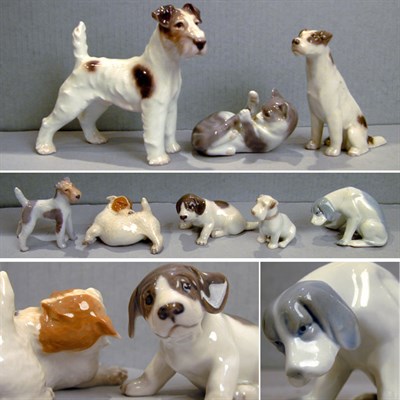Lot 200 - Group of Eight Danish Porcelain Dog-Form...