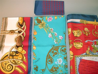 Lot 276 - Group of Four Hermes Scarves The first Where...