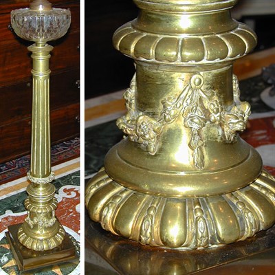 Lot 207 - Empire Style Brass and Glass Column-Form Lamp